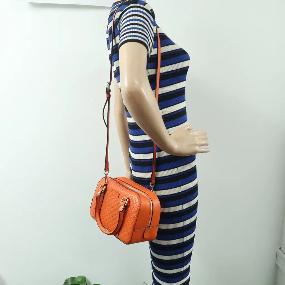 GUCCI Orange Leather Satchel 665-060525 - Picture 12 of 12